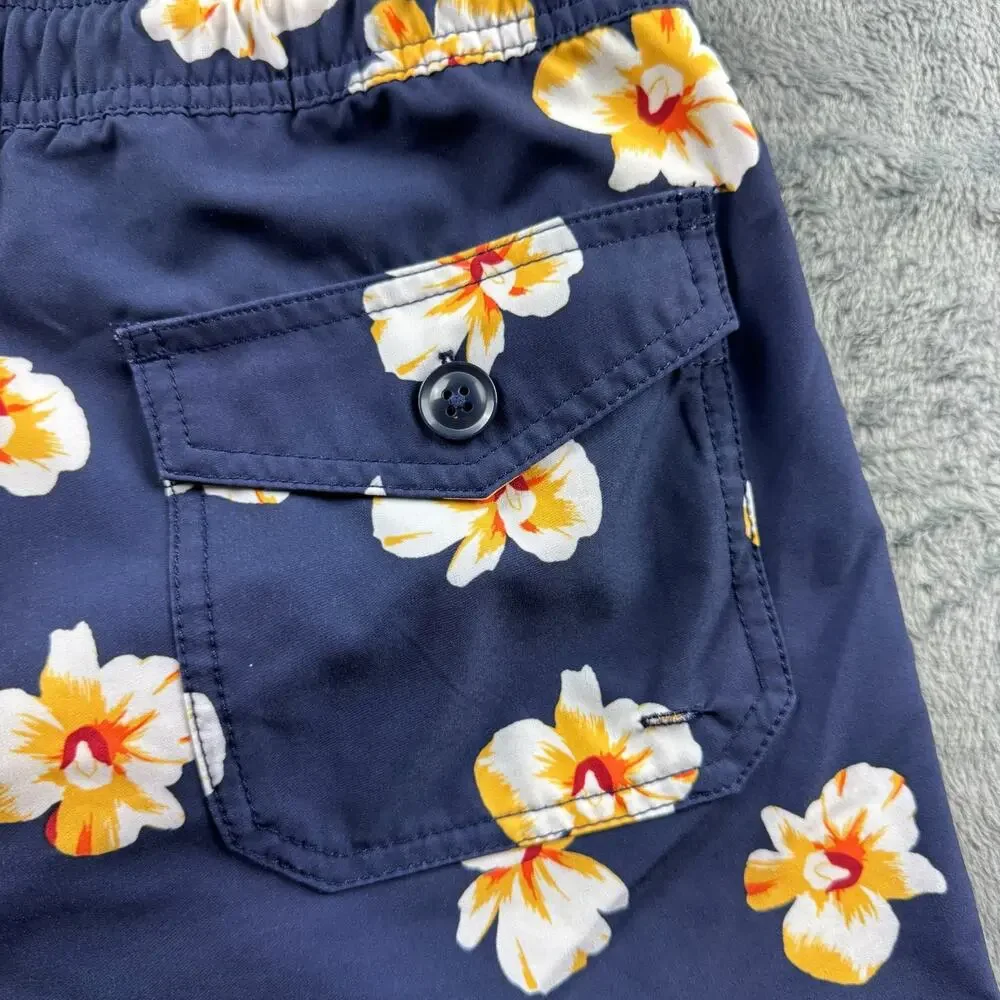 J.Crew Flex Swimwear Swim Trunks Men's Large Navy Floral Mesh Brief Lined Beach